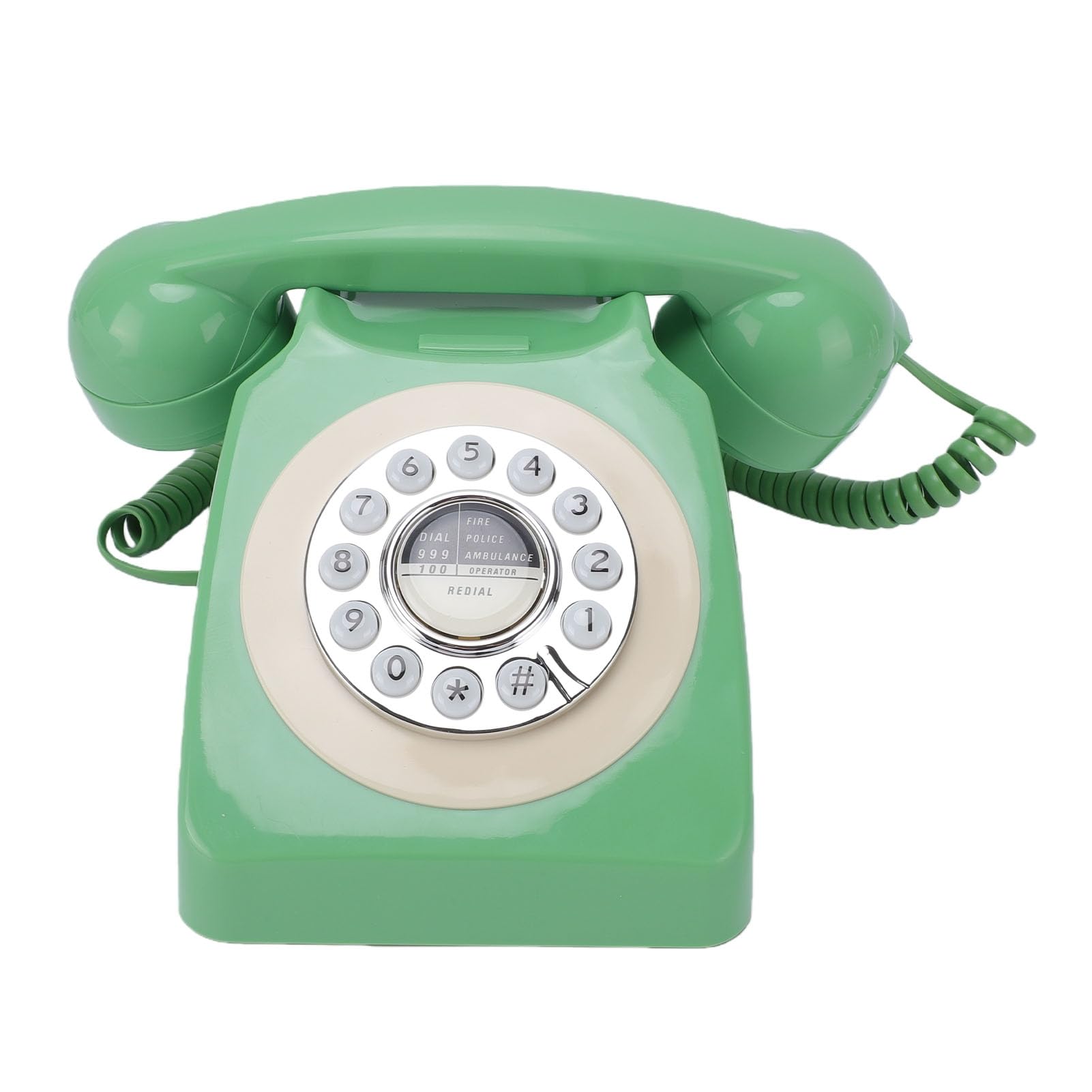 Asixxsix Telefon Stacjonarny w Stylu Retro, Zabytkowy Telefon Obrotowy, Zabezpieczenie Przed awarią Zasilania z funkcją Ponownego Wybierania Numeru, do Awaryjnego Analogowego Telefonu Przewodowego w