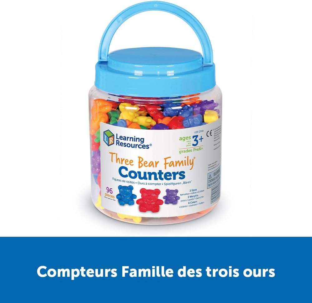 Learning Resources Three Bear Family Counters - 96 Pieces, Ages 3+, Preschool Counting Toys, SEL Toys, Gifts for Boys and Girls