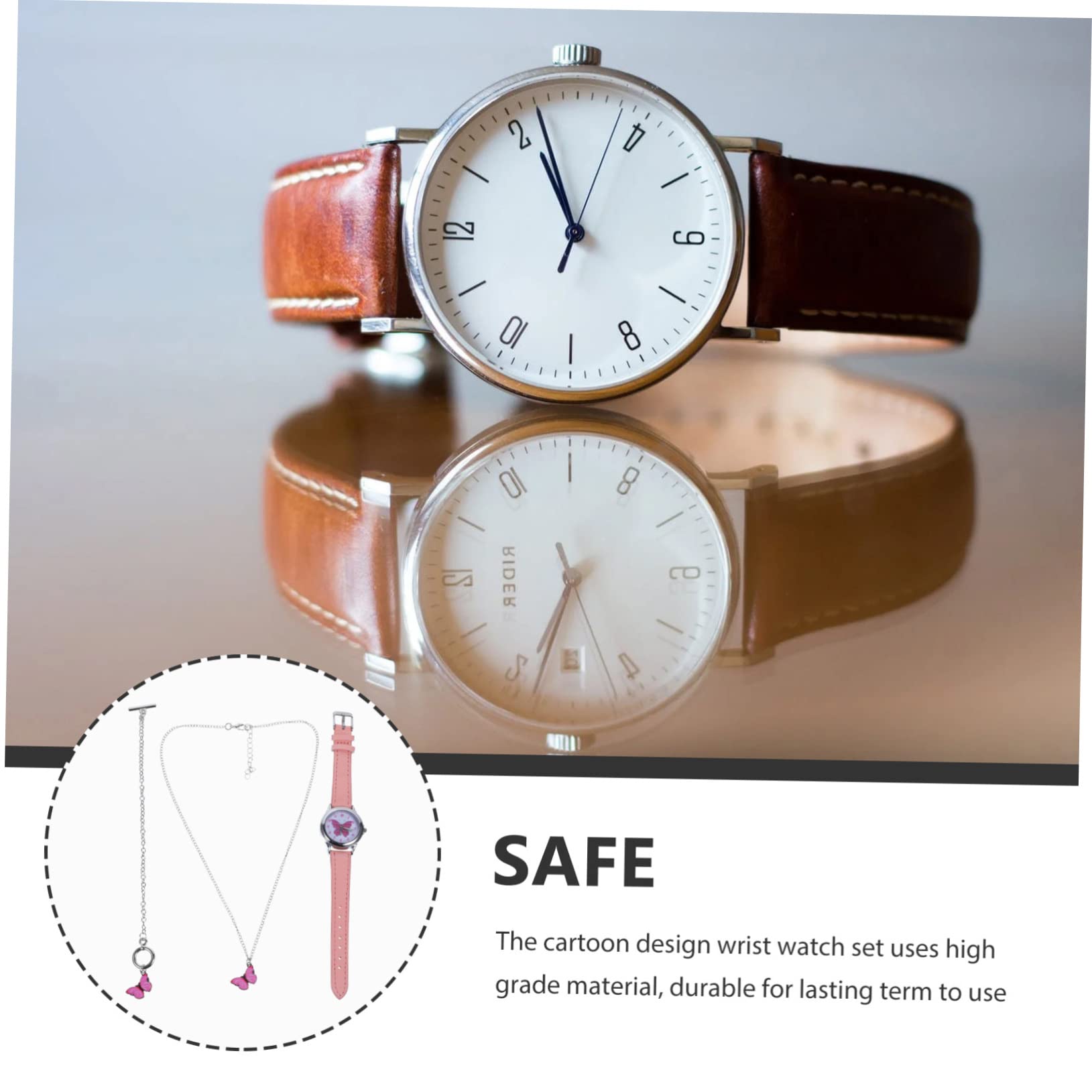 4sätze Dekorativer Armbanduhr Mit Armband Und Halskette Stilvolles Mädchen-Accessoire Mit Schmetterlingen Langlebige Quarzuhr Im Minimalistischen Design Für Junge Mädchen Und