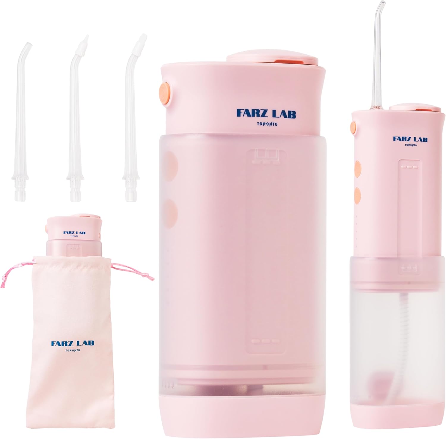 Water Flosser [Pink Mini Cordless Portable Travel] Water Teeth Cleaner Pick pik IPX7 Waterproof for, Gums, Braces Care and Travel with 3 Flossing Tips, Rechargeable, Battery Life, Plaque Removal