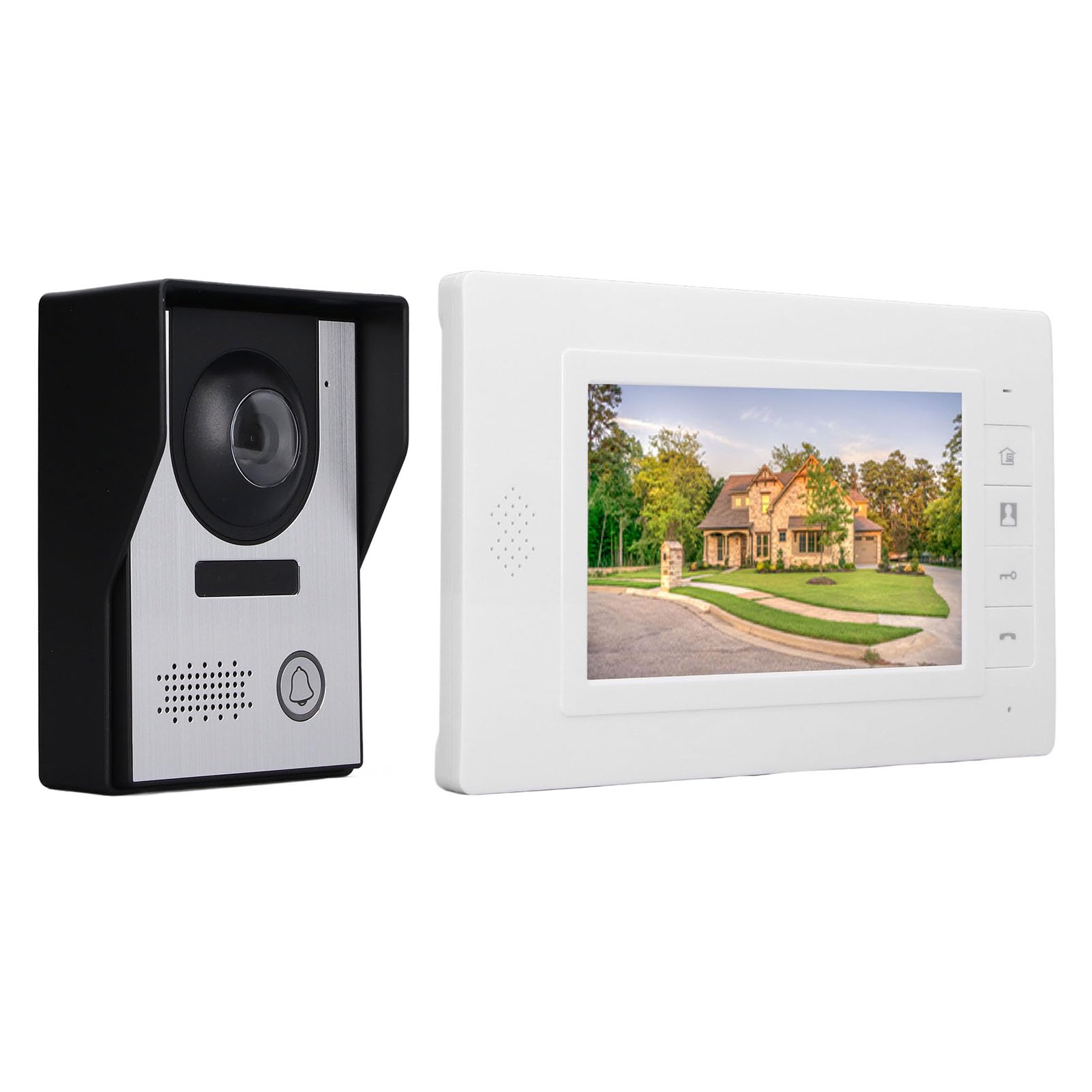 con intercomunicador bidireccional y visión Nocturna, Monitor Interior con Pantalla TFT de 7 Pulgadas y función de desbloqueo - Kit de Timbre con Video de 7 Pulgadas y de