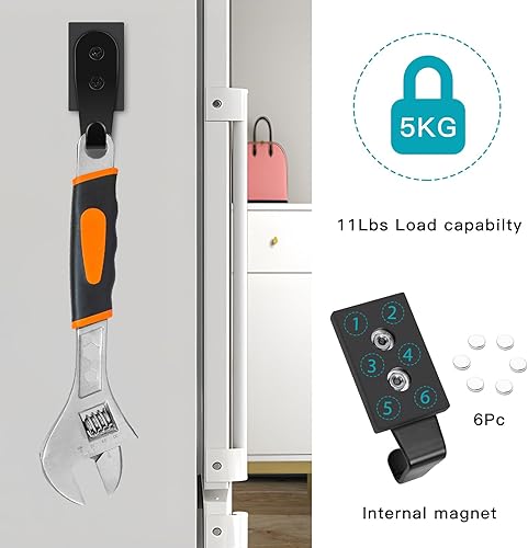 Miniatura 4 de FYY Percha magnética para corona, paquete de 2 imanes resistentes con gancho para refrigerador, ganchos magnéticos para decoración de Navidad para