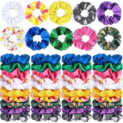 Yuxung 80 coleteros de satén para el pelo para mujer, cuaderno, composición, lápiz, ceras, bandas elásticas, cuerdas, coletas, accesorios, aula, escuela, fiesta, 80 unidades