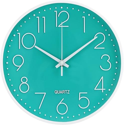 Miniatura 12 de Reloj de pared de 12 pulgadas, silencioso, sin tictac, estilo moderno y simple, redondo, decorativo, con esfera estereoscópica de cuarzo, para