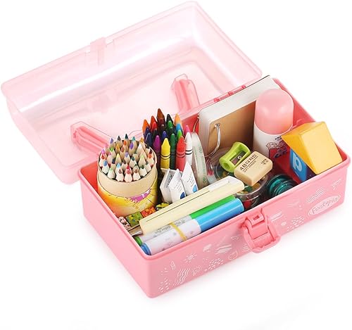 Miniatura 4 de Funtopia Caja de arte de plástico para niños, caja de almacenamiento portátil multipropósitocosturaorganizador de herramientas para juguetes de