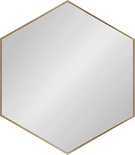 Miniatura 2 de Kate and Laurel Rhodes - Espejo de pared hexagonal de 6 lados, 30.75 x 34.75 pulgadas, dorado