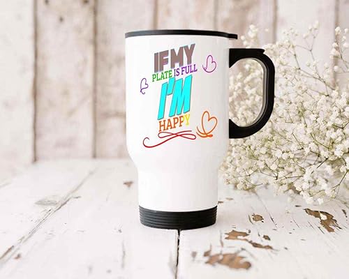 Miniatura 3 de Cheerful Gift for Food and Drink Lovers - Enjoy Life Quote for Your Cousin, 14 Oz White Stainless Steel Travel Mug