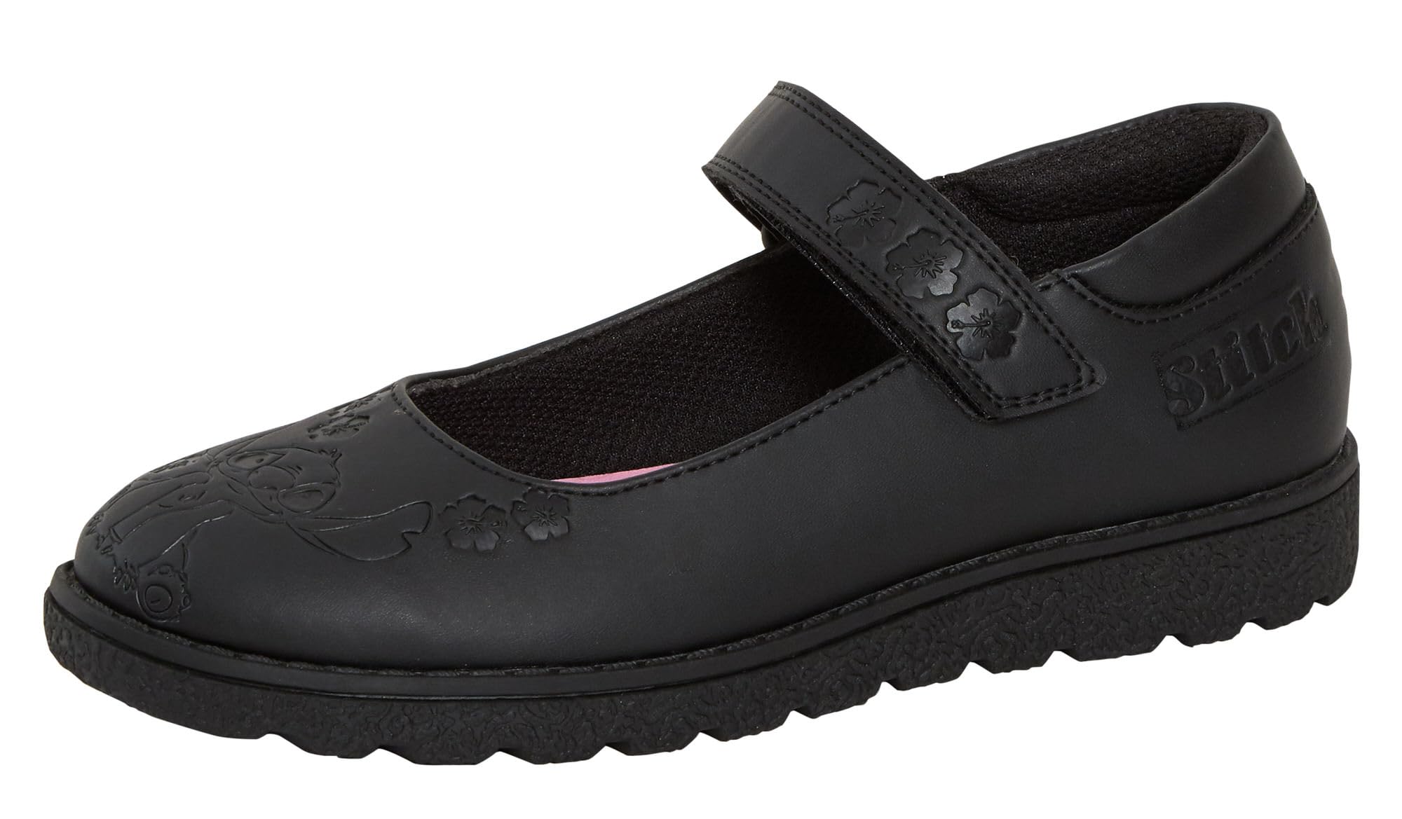 Disney Zapatos Escolares para niñas Stitch, Zapatos Mocasines Negros con Suela Resistente y fácil de Sujetar
