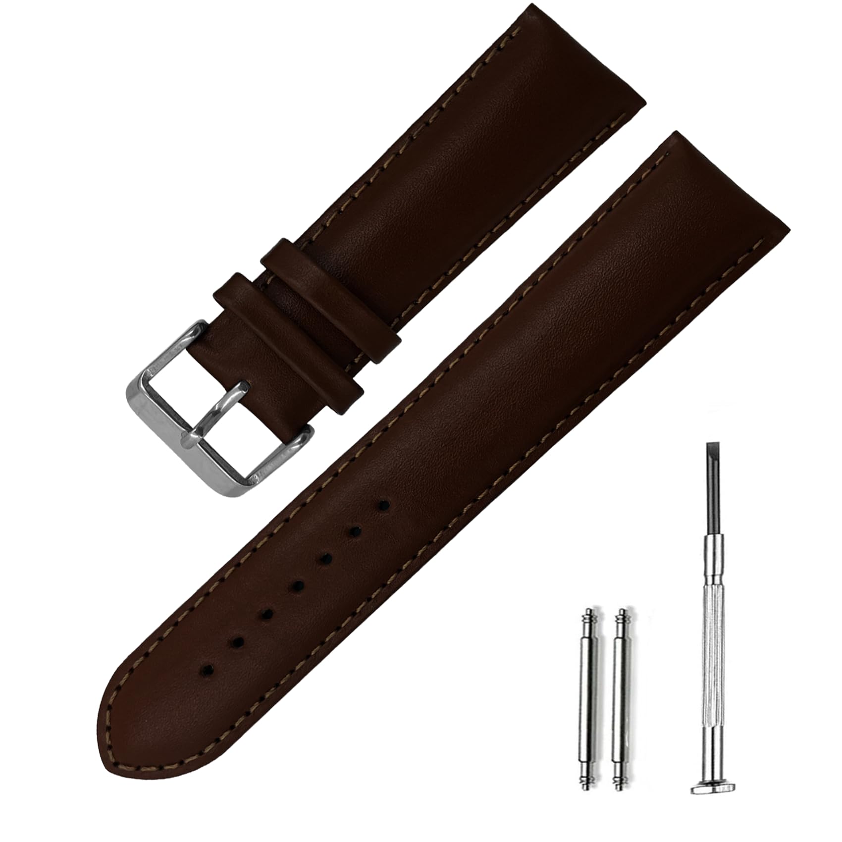 RAYYN LEONE V-TIP DESIGN Leather watch strap Brown (22mm) (B0D3DC7NMT) Amazon Price History, Amazon Price Tracker