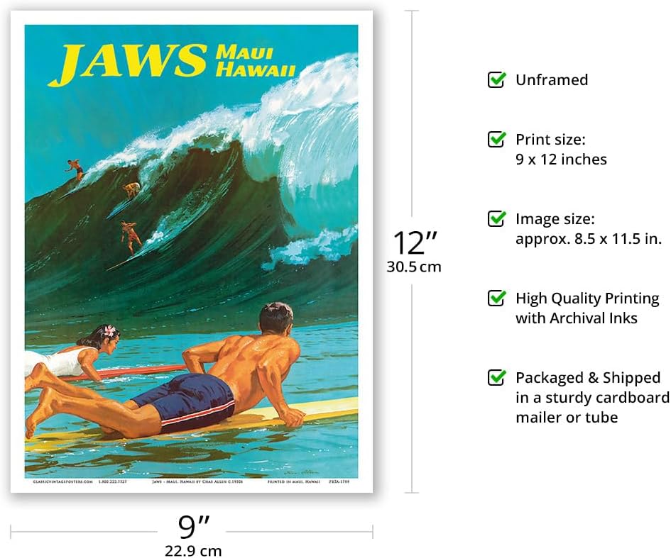 Jaws - Maui Hawaii - Big Wave Surfing Poster Print image 2
