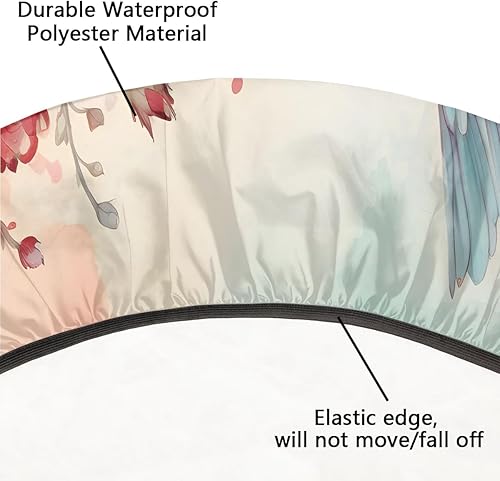 Vista 127 de Mantel redondo ajustable con borde elástico, mantel de hojas coloridas abstractas, impermeable, lavable, para mesas redondas, ideal para picnic