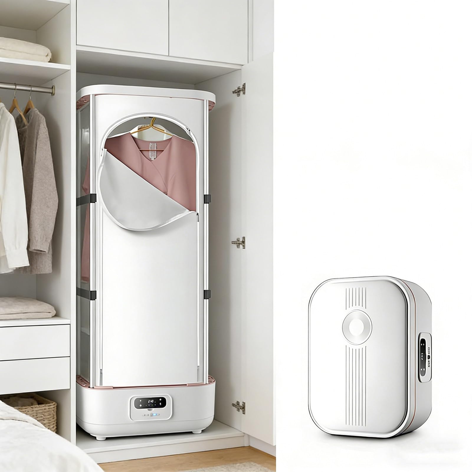 Armario de Vapor 900W, Secadora Ropa/Planchadora Automática Vapor para Eliminación de Arrugas, Sincronización Inteligente, Cuidado Automático de la Ropa