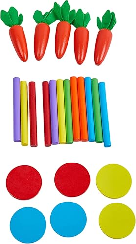 Miniatura 9 de Caja de juego Montessori 4 en 1, tablero de hisopos de algodón, caja de monedas, juego de cosecha de zanahorias, juego de gota de color Matchstick