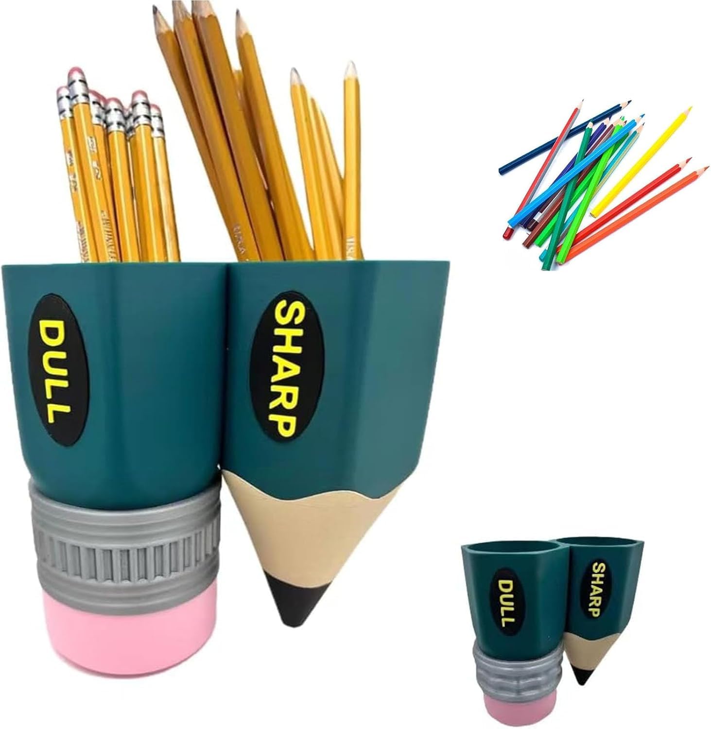 CVQJL Sharp-Dull Pencil Holder, Cute Resin Pencil Shape Storage Organizer, Unique Pencil Shaped Pencil Holder, Creative Resin Crafts Pencil Holder for Home, School, Classroom B