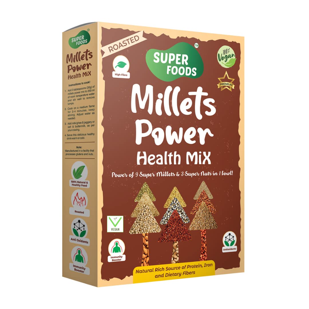 Super Foods Millets Power HealthMix | High Protein, High Fiber, 100% Natural, Roasted, Multi Millet Nutritional PorridgeMix | No Added - Chemicals, Sugar, Salt | 500 gm (B09RF9GM9T) Amazon Price History, Amazon Price Tracker