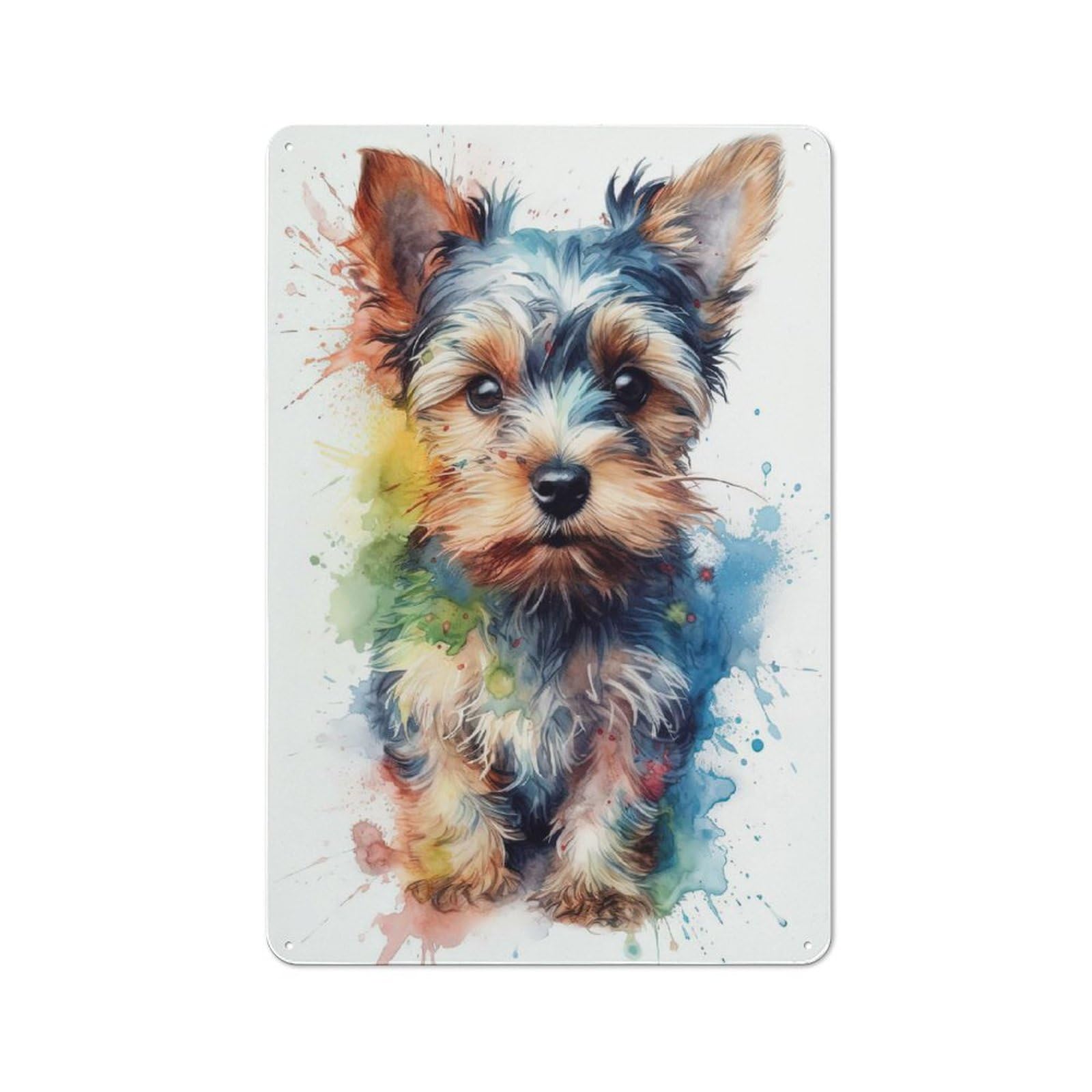 Yorkshire Terrier Puppy Decorative Tin Plaque 30x20cm, Vintage Bar Wall Plaque for Bar, Kitchen, Garage Or Games Room