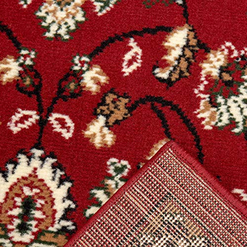 VIMODA Orient Teppich rot beige klassisch dicht gewebt mit Ornament und Blumenmotiven, Maße:1x...