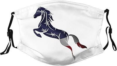 American Horse Face Mask Washable Reusable Adults Breathable with 2 Filters Black