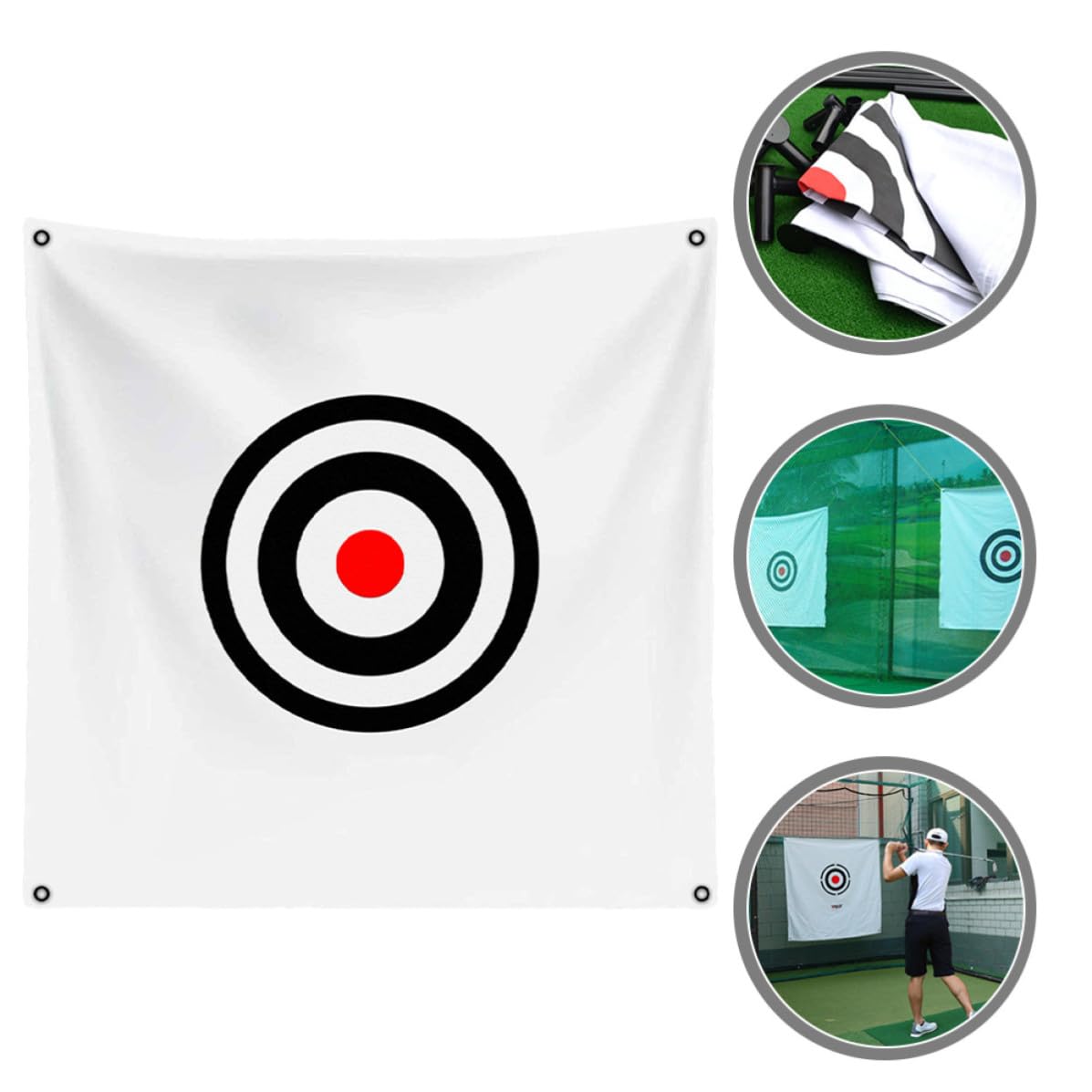 SHINEOFI Segeltuchnetz Golf Zielübung aus Canvas Weiß Leicht und Robust für Schlag und Schwungtraining Übungsnetz für Familienfeier und Training