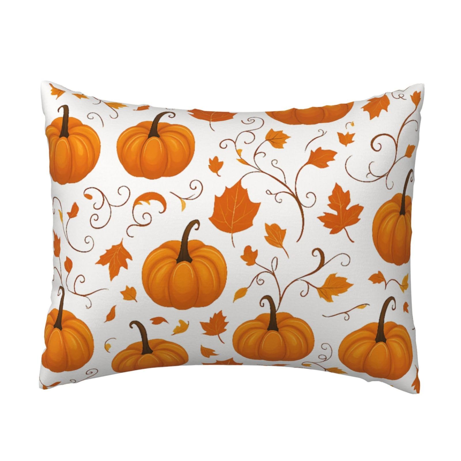 Pumpkin & Maple Leaf Pillowcase Soft Plush with Zipper Decorative Pillowcovers 16x20 in