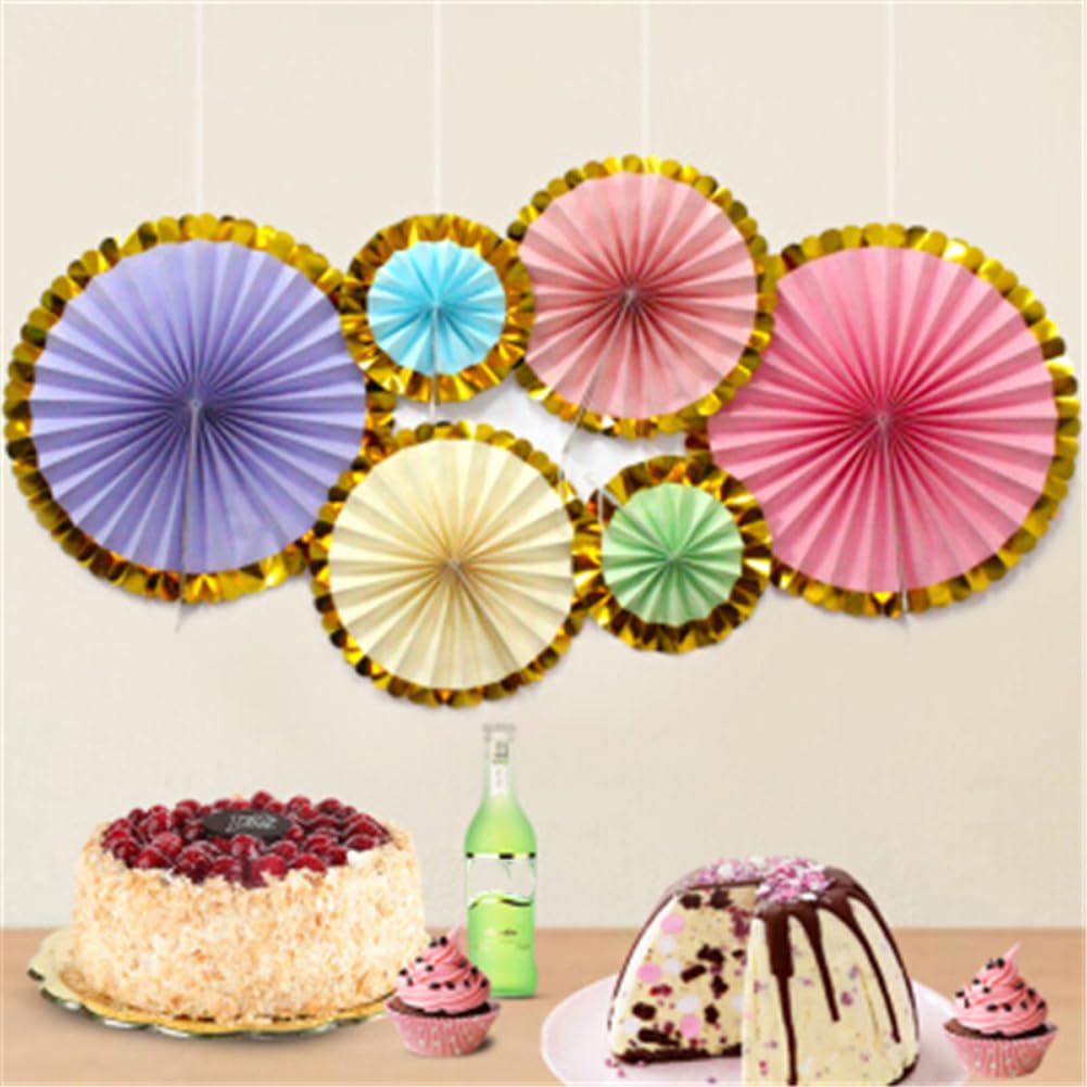 Cozylkx 6 Uds Abanicos De Papel Tisú 8 "12" 16 "Adornos De Papel Colgantes Mixtos Decoraciones Para Navidad Baby Shower Cumpleaños Boda Fiesta