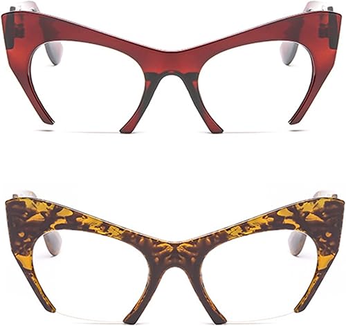 Miniatura 2 de bullabulling Cristal de lectura de ojo de gato de media luna de moda para mujeres medio borde lente grande