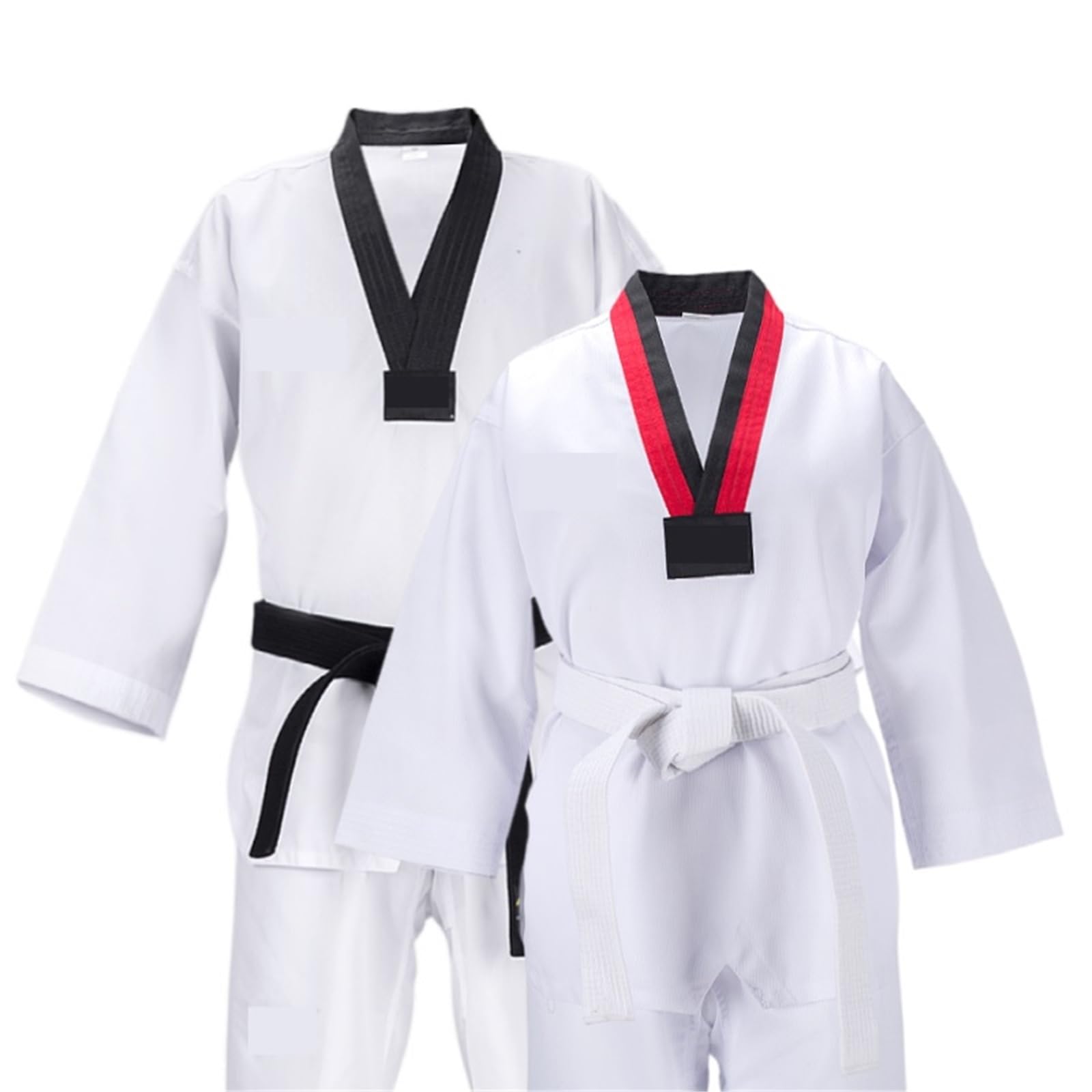 Ropa Uniformes blancos de Taekwondo Karate Judo Dobok Niños Adultos Tamaño Unisex Manga larga Gi Uniforme para Entrenamiento