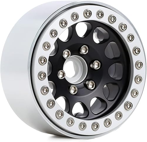 Miniatura 25 de INJORA - Rines RC de 1.9 pulgadas, 4 unidades Negro y gris