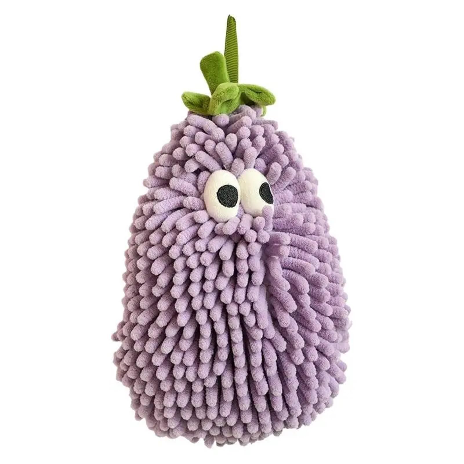 FGUJSUR Hand Towels Cute Fruit Shaped Hanging Washcloth Thicken Chenille Hand Towel Cartoon Soft Absorbent(Purple)