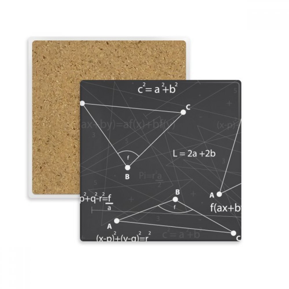 Coaster carré formule mathématique gris dessous de verre absorbant en pierre pour tasse