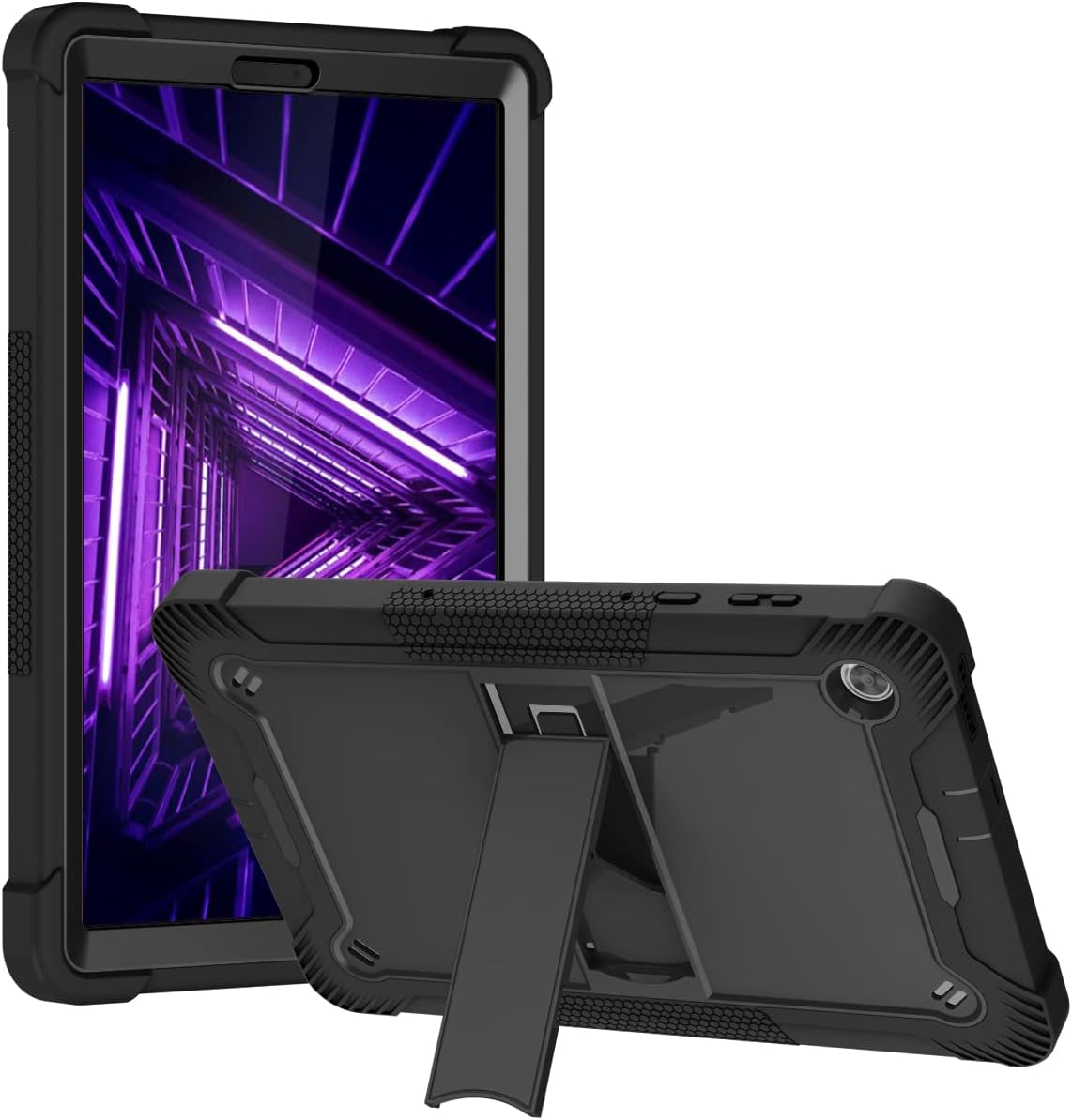 Tablet Computer Case for Lenovo Tab M11 2024 11.0 inch Cover with Built-in Stand for Heavy Duty Military Grade Shockproof Hard Hybrid,Black+Rose red