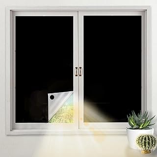 100% Blackout Curtains Custom Cut to Size DIY Travel Window Coverings Blackout Blinds Portable Shades Fit for Any Windows No Drill Black Shades for Room Darkness Baby Nursery, 78" x 57", Black-Sliver