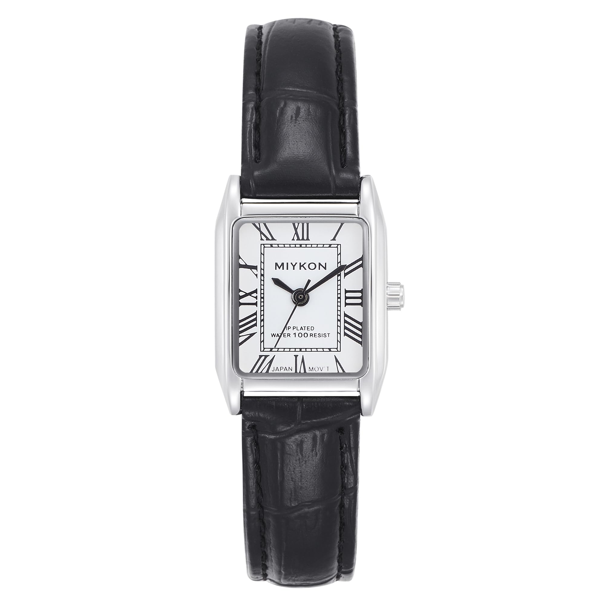Miykon Vintage Watches for Women | Small Dainty Tank, Square Womens Watch with Genuine Leather Strap and Second Hand | Ion Polished, Luminous Hands, Scratch Resist, Japan Quartz, 100ft Water Resistant