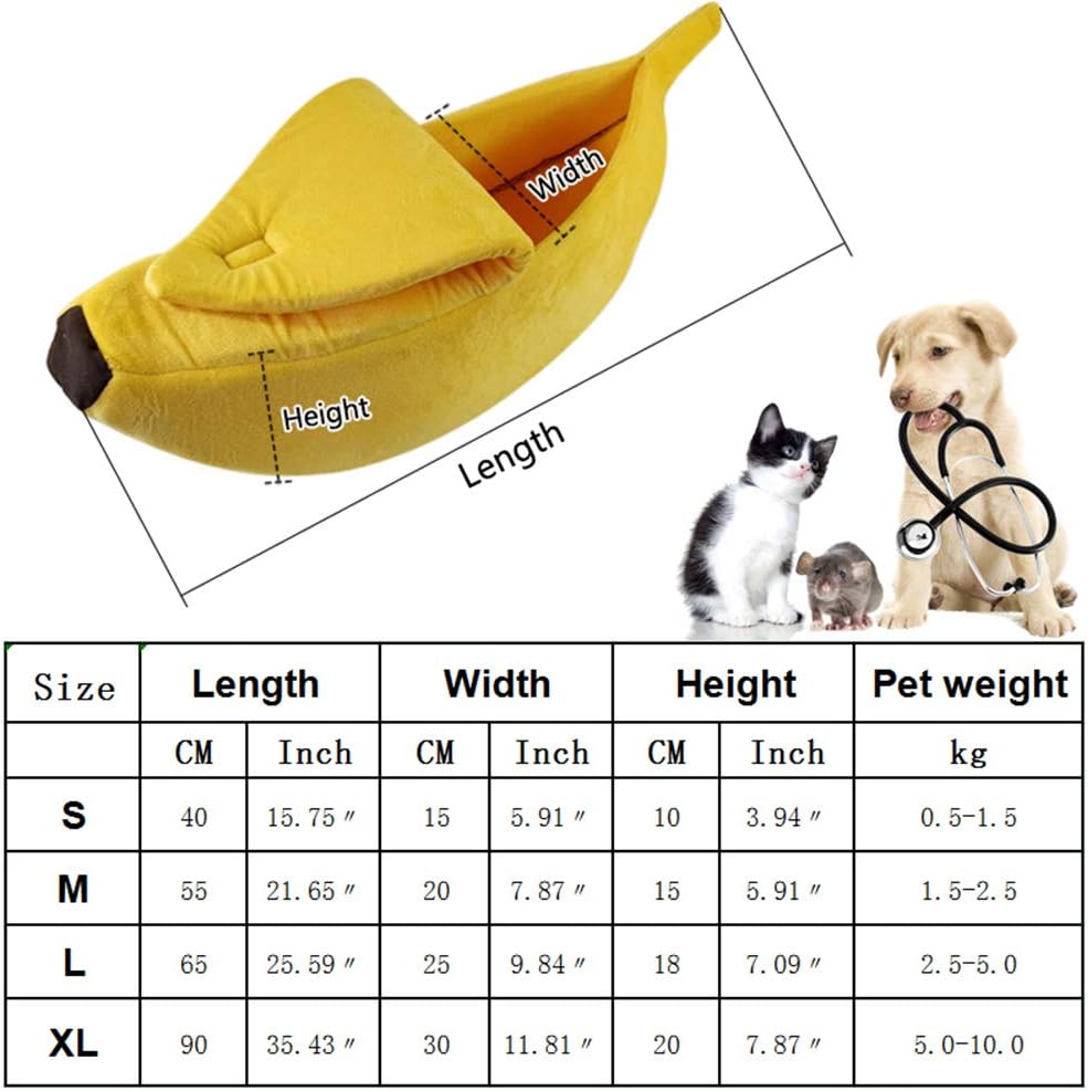 review Pet Cat Bed House Cute Banana, Warm Soft Punny Dogs Sofa Sleeping Playing Resting Bed, Lovely Pet Supplies for Cats Kittens