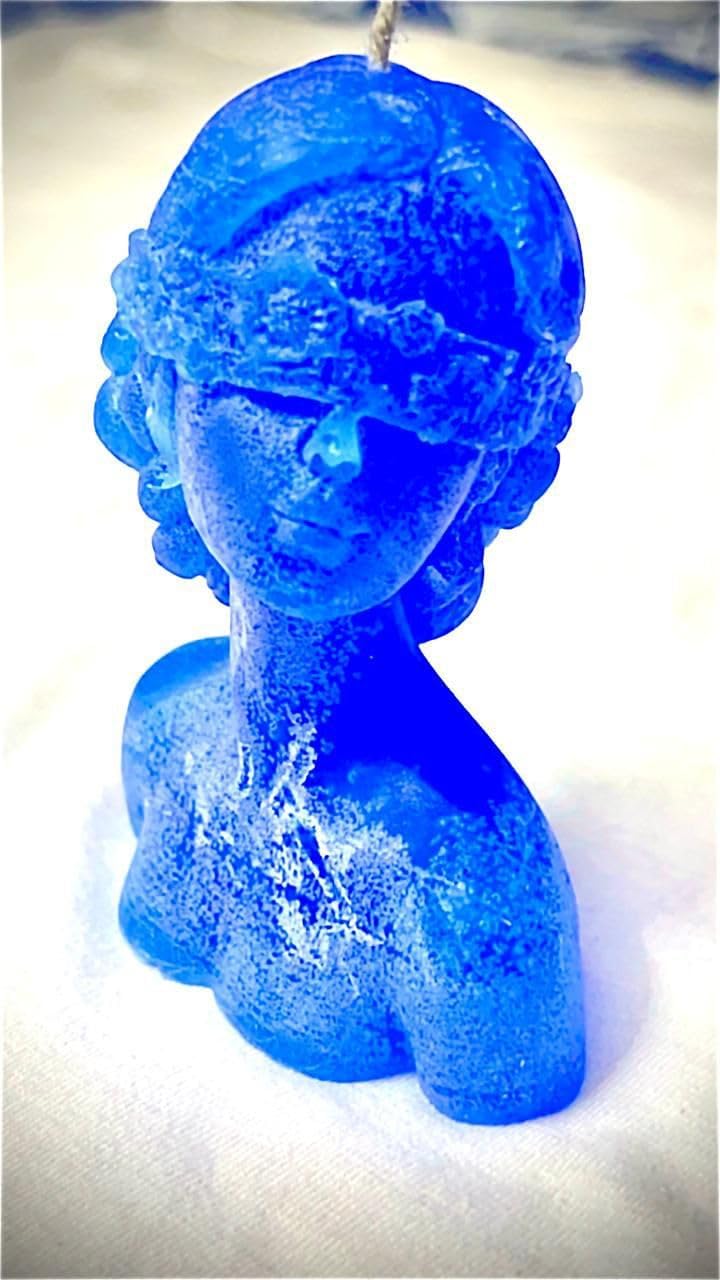 Generic Blindfolded Girl Portrait Candle Perfect for Home/Bedroom/Kitchen/Washroom Decor & CandleHolders, Best Gift for Moms/Women/Girls/Daughters/Friends, Aesthetic Smokeless Scented Candles (Blue)