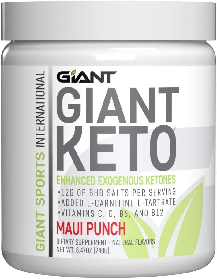 Giant Keto-Exogenous Ketones Supplement - Beta-Hydroxybutyrate Keto Powder Designed to Support Your Ketogenic Diet, Boost Energy and Burn Fat in Ketosis - Maui Punch - 15 Servings โฆ