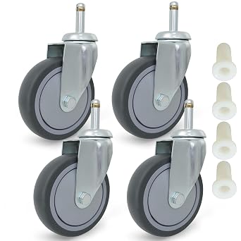 عجلات MySit Stem Caster مقاس 4 بوصات TPR عجلات دوارة شديدة التحمل قطر الجذع 7/16 بوصة مجموعة من 4 لدلو ممسحة رابرميد، عربة، كرسي، دلو ممسحة، شواية، متجر فراغ