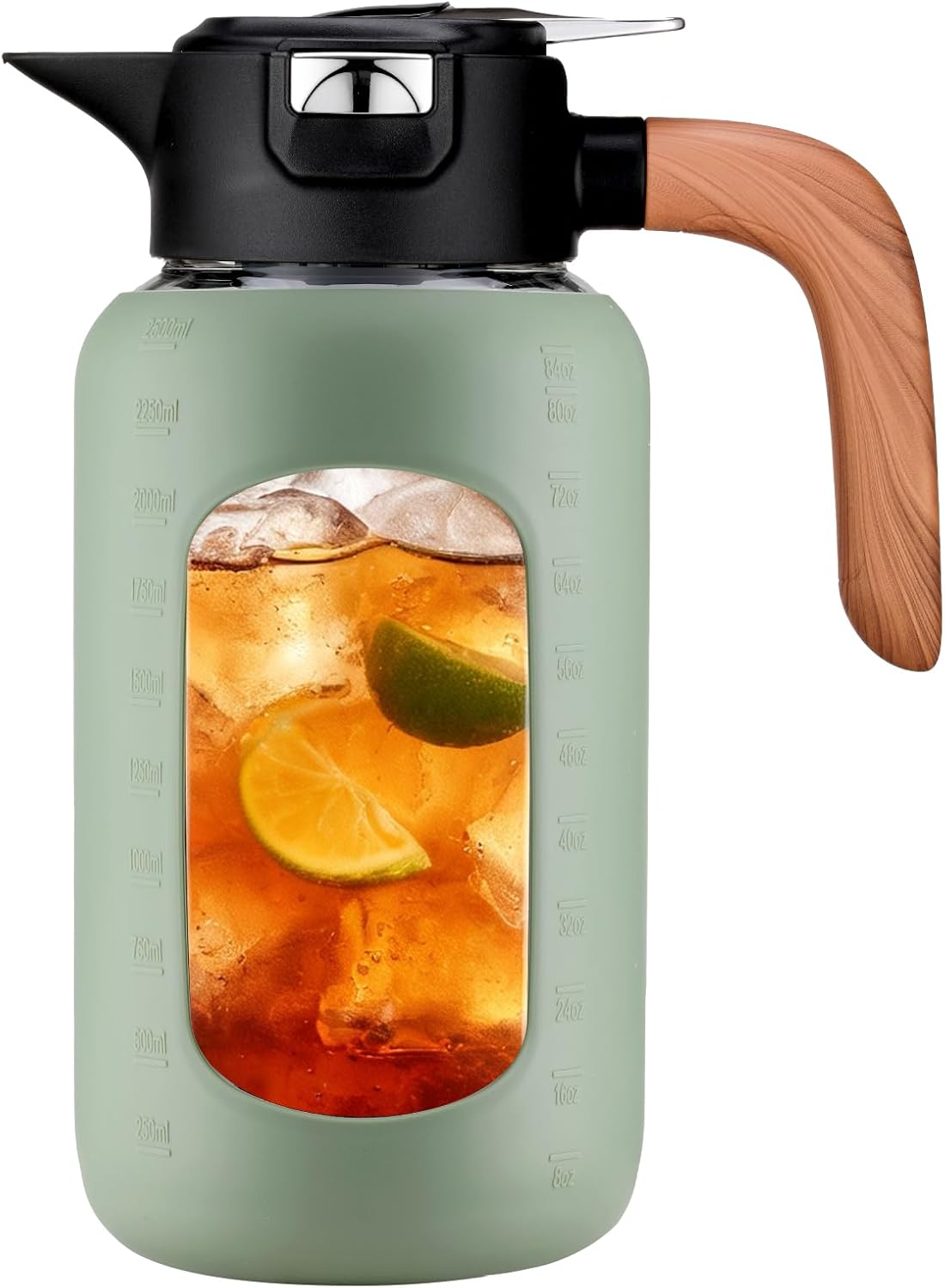 84 oz/2.5 Liter Glass Pitcher with Lid and Handle, Glass Carafe/Jug for Hot/Cold Water, Large Iced Tea Pitcher for Coffee, Juice and Homemade Beverage - Image 9