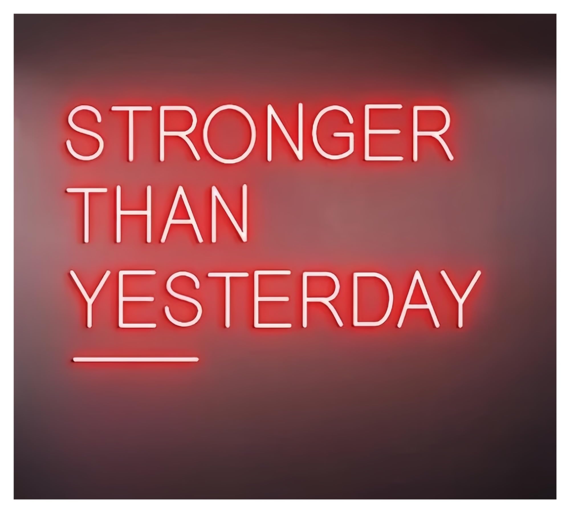 SHOUXI Sign Lamp Stronger Than Yesterday Neon Sign, Gym Sign, Home Gym Decor, Wall Decor(B,50cm)