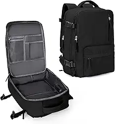 Mochila feminina de viagem grande, impermeável, aprovada como bagagem de mão, para trilha e esportes ao ar livre, A - Preto, Large