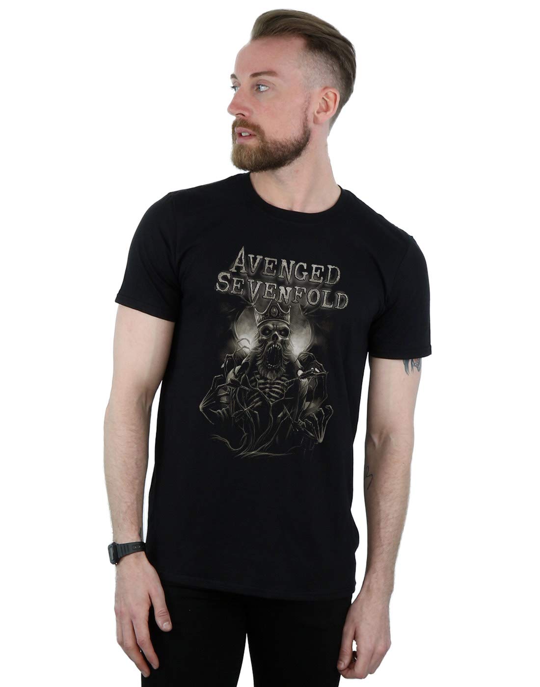 Absolute Cult Men's Black Avenged Sevenfold King Deathbat T-Shirt Medium