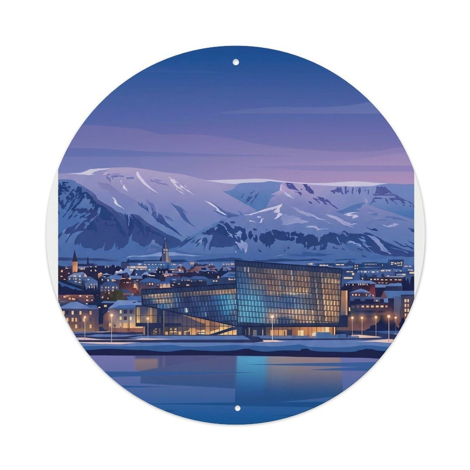 Vintage Travel Reykjavik Iceland Blue Hour Metal Tin Sign