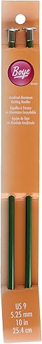Agujas de tejer de aluminio para punto simple, de 10 pulgadas, de Boye, Aluminio, Dune, talla 9
