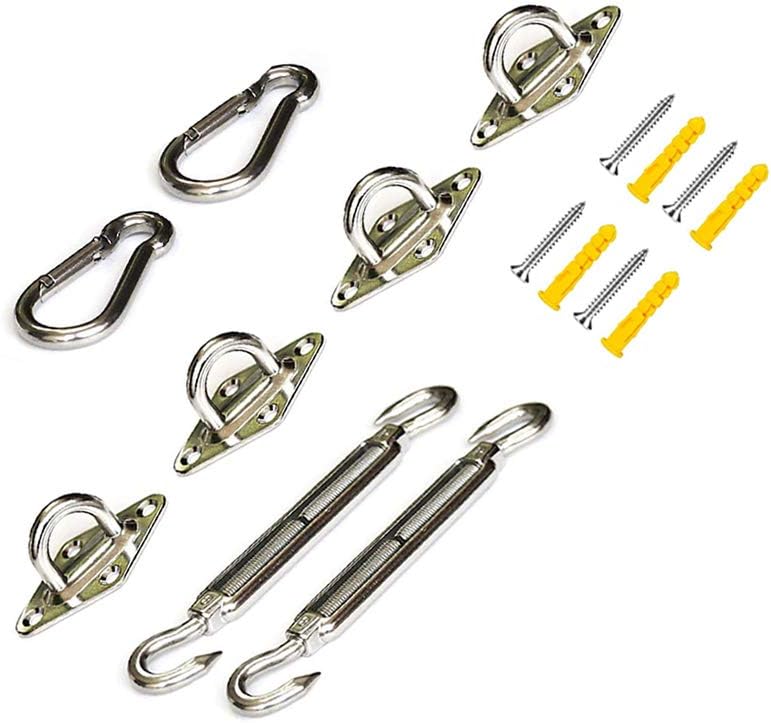 M6 Awning Attachment Set, 304 Stainless Steel Sun Shade Sail Fixing Accessories Kit, Heavy Duty Sun Shade Sail Fixing Kit for Garden Triangle and Square, Rectangle, Sun Shade Sail Fixing Accessories