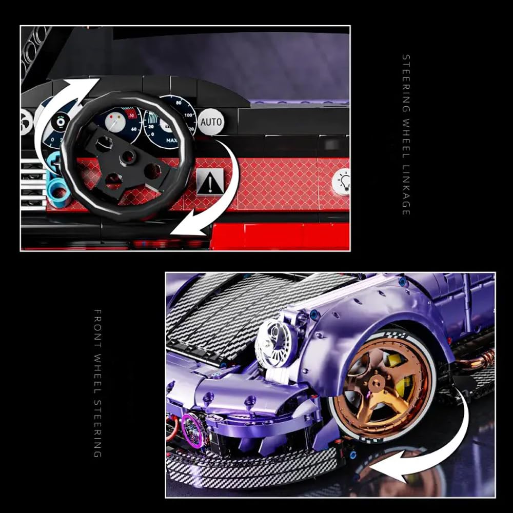 Supercar Baustein Set, 4190 Teile Technology Serie Groß Klemmbausteine Auto, 1:8 MOC Sportwagen Technik Modell, Bauspielzeug Geschenk für Erwachsene und Jugendliche (10544)