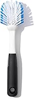 OXO Good Grips Dish Brush with Built-in Scraper - Non-Scratch Nylon Bristles, Non-Slip Grip, Safe for Non-Stick Cookware, Dishwasher Safe