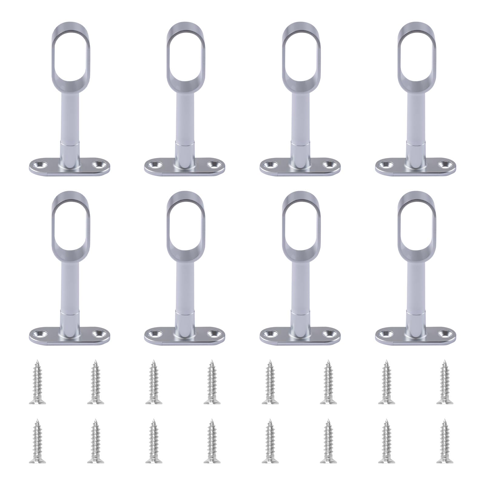 INCREWAY 8PCS Hollow Zinc Alloy Adjustable Oval Wardrobe Rail Rod End Bracket, Closet Rod Support for Cabinet Wardrobe in Bedroom Bathroom — image 1