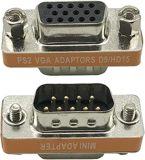 Seadream DB9 9 Pin Male to HD15 HDD15 15 Pin Female, Male to Female M/F Molded CGA/VGA Video Adapter Gender Changer Coupler