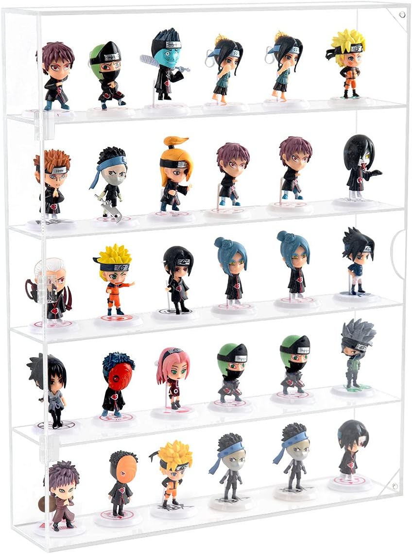NIUBEE Acrylic Display Case,Clear Showcase Storage Organizer for Mini Funko Pop/Figure,Wall Mounted Display Cabinet Dustproof for Figure Any Toys Rock Stone