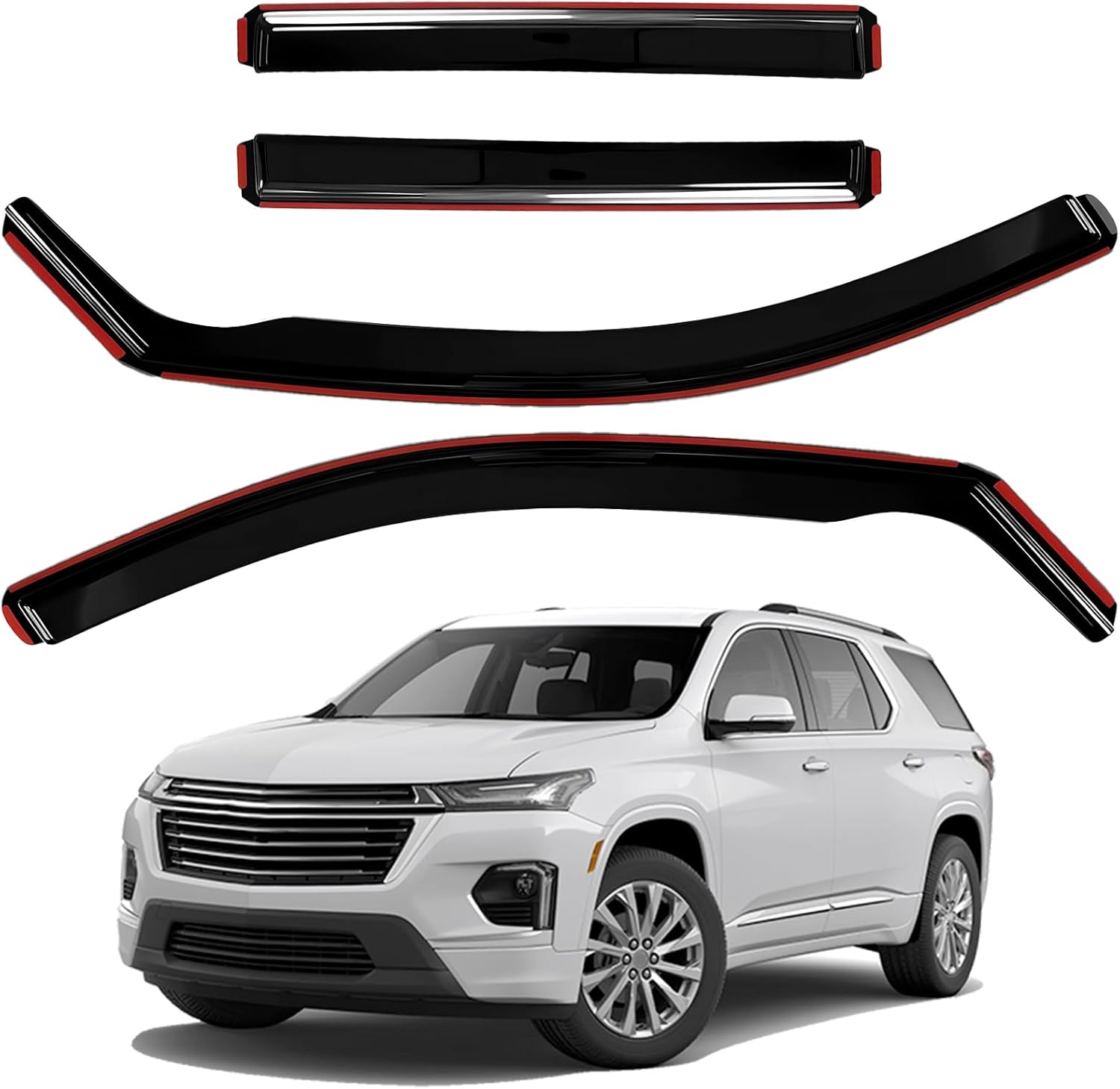 AUXKO in-Channel Rain Guards for Traverse 2018-2023, Window Vent Visors Smoke Accessories - in Channel Rain Guard Window Visor, Easy Install Side Window Wind Deflectors & Visors Black